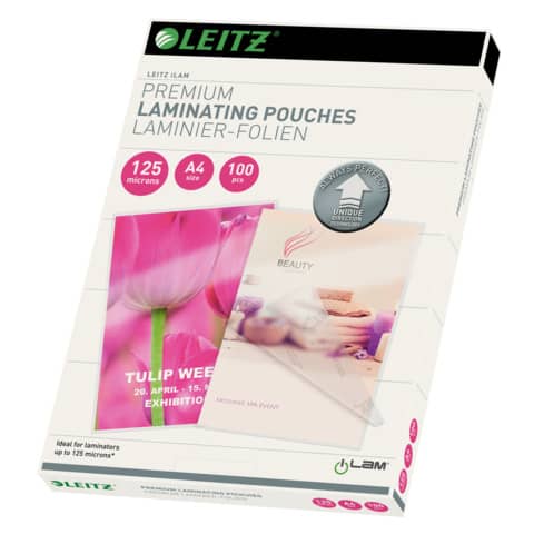Pouches per plastificatrici Leitz iLam con UDT 2x125 µm in EVA A4 21,6x30,3 cm Conf. 100 pezzi - 74810000